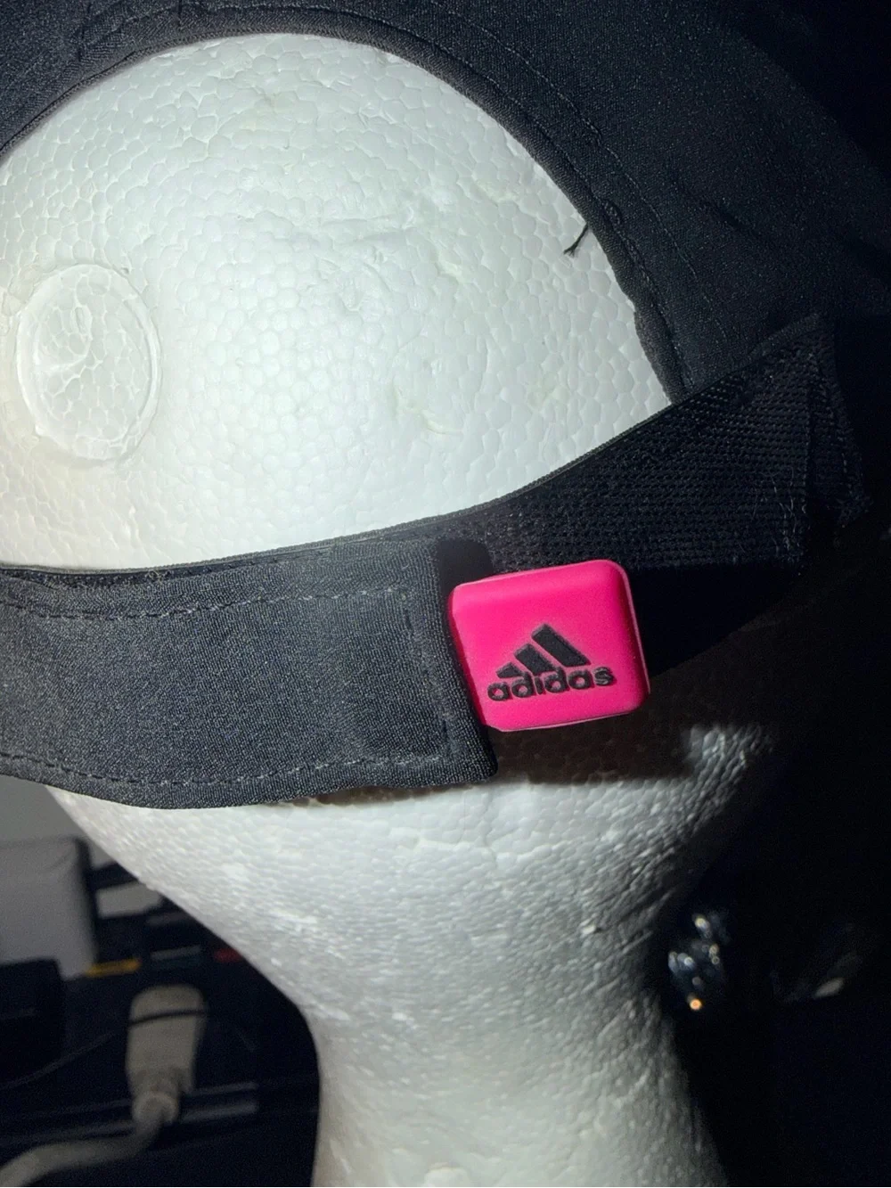 adidas Black Cap with Pink Logo and White Trim